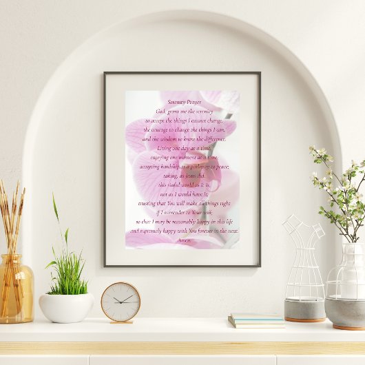 Poster Elégante Orchidée rose Script prière de sérénité