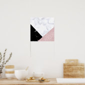 Poster Elégante parties scintillant d'or rose blanc marbr (Cuisine)