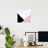 Poster Elégante parties scintillant d'or rose blanc marbr (Bureau à domicile)