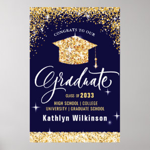 Poster Élégante Parties scintillant d'or Sparkling Gradua
