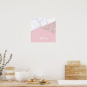 Poster Elégante parties scintillant en or rose blanc marb (Cuisine)