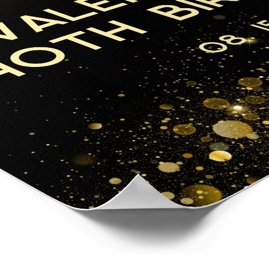 Poster Elégante Parties scintillant noir et or Neon Glow  (Coin)