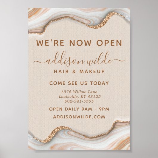 Poster Elégante Parties scintillant Or Marbre Agate Moder (Devant)