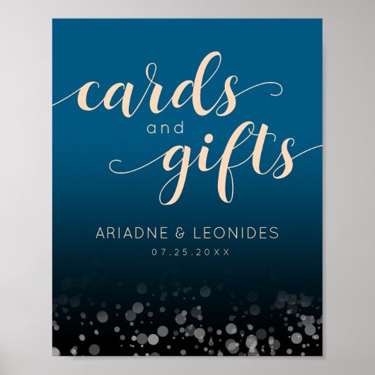 Poster Elégante Pêche Océanique Bleu Cartes de mariage Ca (Devant)