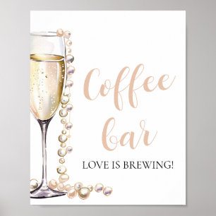 Poster Élégante perle d'or et panneau de barre de café Pr