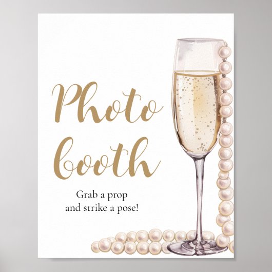 Poster Élégante perle d'or et porte-photo Prosecco (Devant)