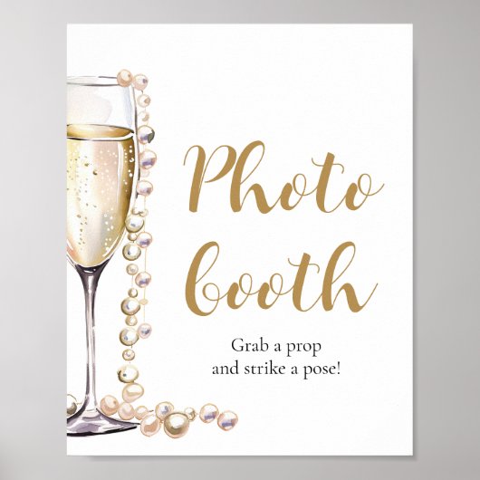 Poster Élégante perle d'or et porte-photo Prosecco (Devant)