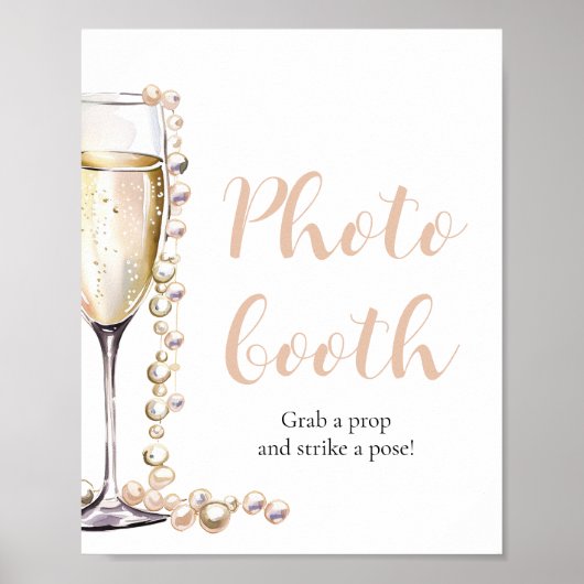 Poster Élégante perle d'or et porte-photo Prosecco (Devant)