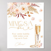 Poster Elégante perles & Prosecco Floral Bridal Mimosa Ba (Devant)