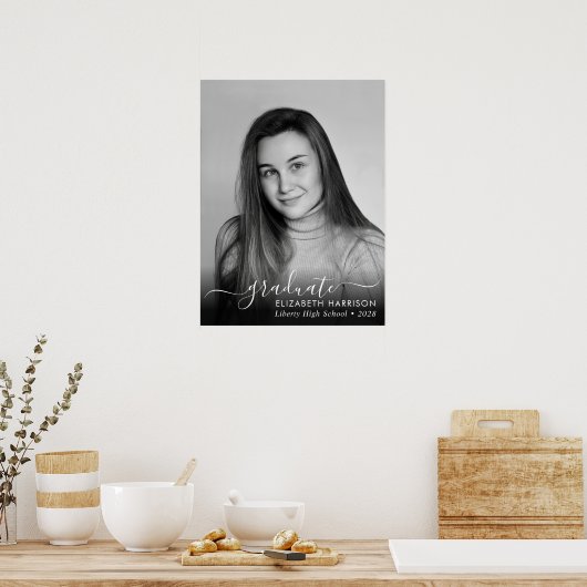 Poster Élégante photo de script blanc superposition Poste (Cuisine)