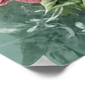 Poster Élégante Poinsettias de Noël Rose Blanc (Coin)