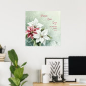 Poster Élégante Poinsettias de Noël Rose Blanc (Bureau à domicile)