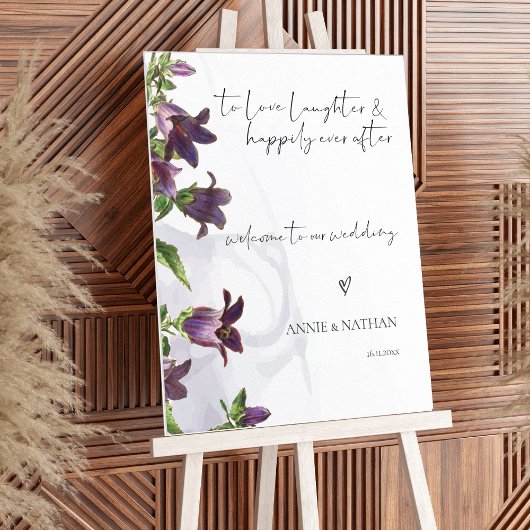 Poster Élégante Purple Floral Personnalisé Mariage Affich