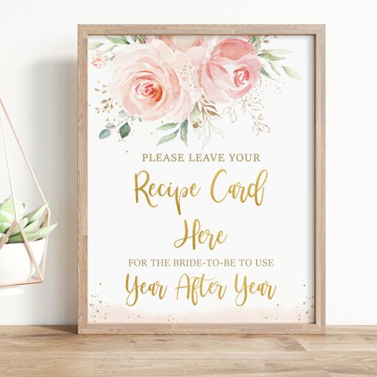 Poster Élégante recette florale rose pour mariée