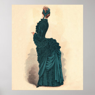 Poster Élégante robe victorienne bleue