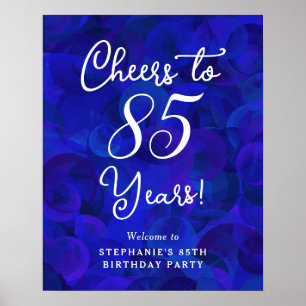 Poster Elégante Royal Blue Cheers à 85 ans Anniversaire