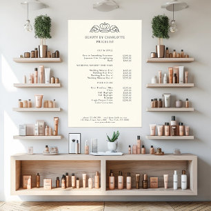 Poster Elégante, royale, liste de prix beige