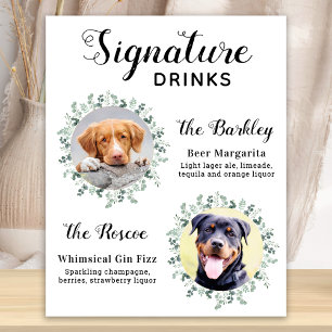 Poster Élégante signature Boissons Animaux Mariages Chien