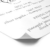 Poster Élégante Signature Cocktail Boire Black Calligraph (Coin)