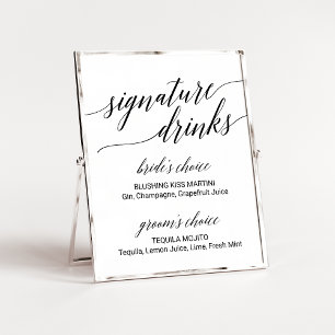 Poster Élégante signature de calligraphie noire Boissons 