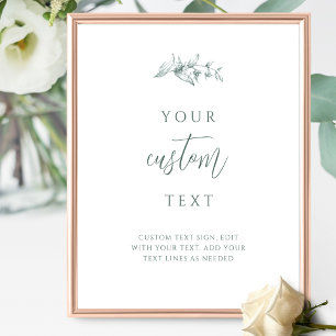 Poster Élégante signature Mariage vert avec texte personn