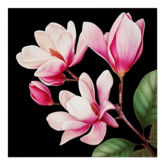 Poster Élégante Simple Fleur Rose Art Floral (Devant)