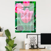 Poster Élégante Tulipes Roses Mariage Carte de siège (Bureau à domicile)