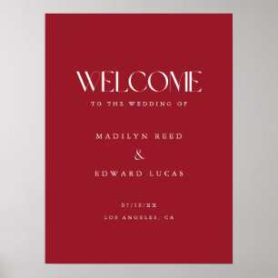 Poster Élégante Typographie Gras Rouge Vin Mariage Bienve