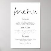 Poster Élégante typographie Menu Mariage simple (Devant)