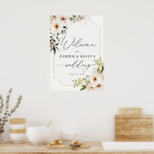 Poster Élégante verdure et florales ivoire Mariage Bienve (Cuisine)