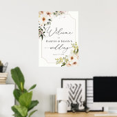 Poster Élégante verdure et florales ivoire Mariage Bienve (Bureau à domicile)