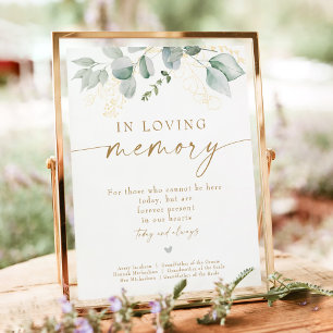 Poster Élégante verdure et or dans l'amour Mariage mémoir