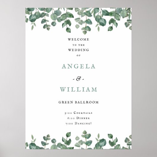 Poster Elégante verdure Eucalyptus Feuille Mariage (Devant)
