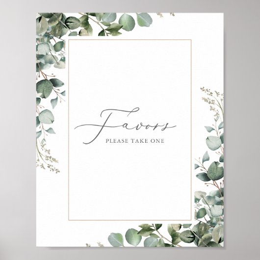 Poster Elégante Verdure rustique Eucalyptus Mariage Faveu (Devant)