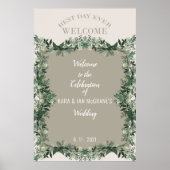 Poster Élégante verdure Rustique Mariage Célébration Sign (Devant)