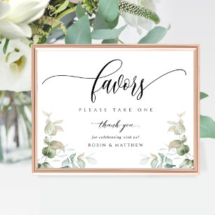 Poster Élégante verdure Script moderne Mariage Faveur Sig