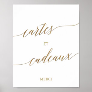 Poster Élégantes Cartes et Cadeaux Calligraphie en Or