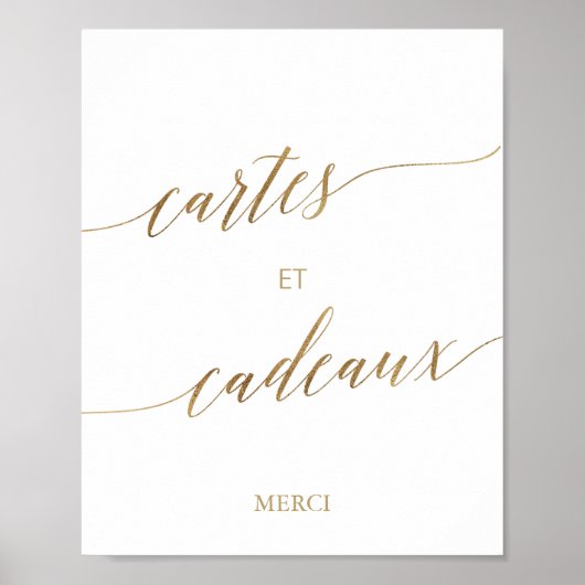 Poster Élégantes Cartes et Cadeaux Calligraphie Or (Devant)