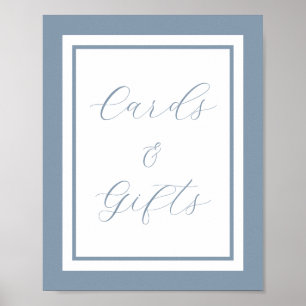 Poster Élégantes cartes et cadeaux de couleur bleu poussi