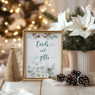 Poster Élégantes cartes et cadeaux d'hiver à feuillage pe