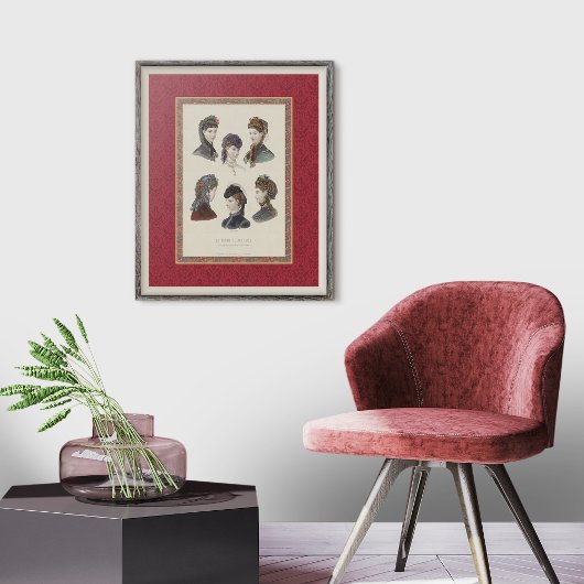 Poster Élégantes Casquettes et Bonnets Vintage victorien