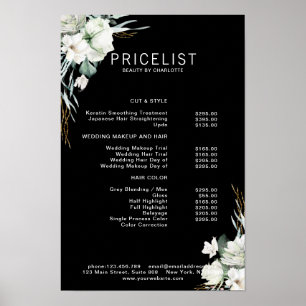 Poster Élégantes fleurs blanches noires modernes