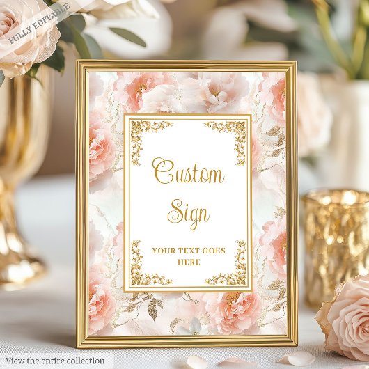Poster Élégantes fleurs rousses et mariage d'or signe per