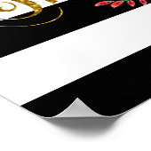 Poster Élégantes rayures noires et blanches avec fleurs r (Coin)