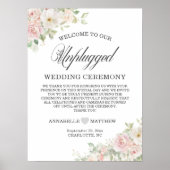 Poster Élégantes Roses Douces Blush Mariage Sans Téléphon (Devant)