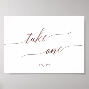 Poster Élégants Dragées Calligraphie Rose Doré Prenez-en