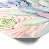 Poster Elégants succulents Blush Floral Mariage Bienvenue (Coin)