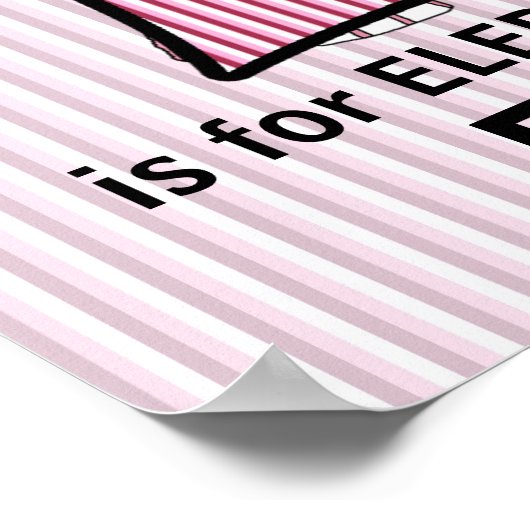 Poster Élément de chambre de bébé E éléphant rose monogra (Coin)