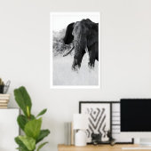 Poster Élément d'impression éléphant noir et blanc - Mini (Bureau à domicile)