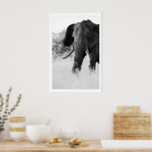 Poster Élément d'impression éléphant noir et blanc - Mini (Cuisine)